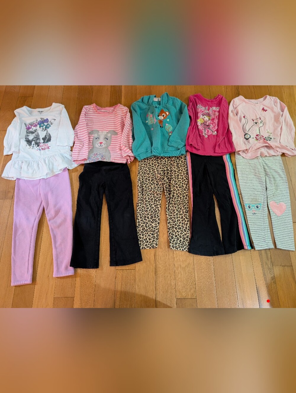 Girls 4T Fall Winter Clothing Bundle Leggings Long Sleeve Tops Hoodie